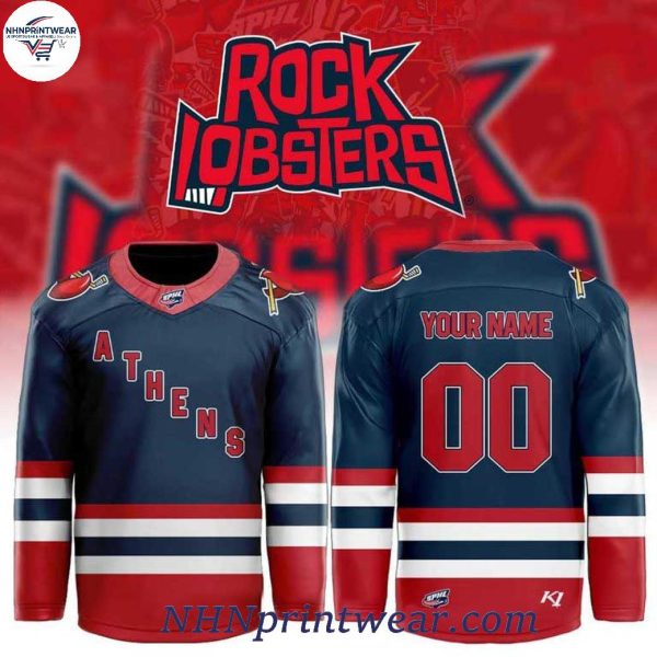 Athens Rock Lobsters 2026 Navy Custom Hockey Jersey