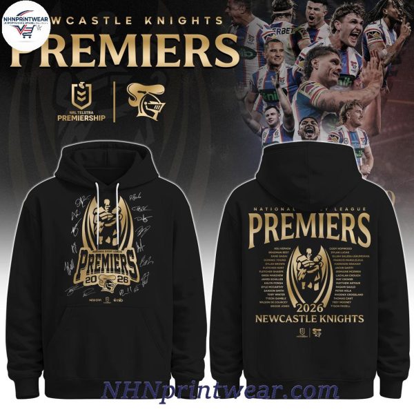 Newy 2026 NRL Premiers Black Gold Graphic Hoodie