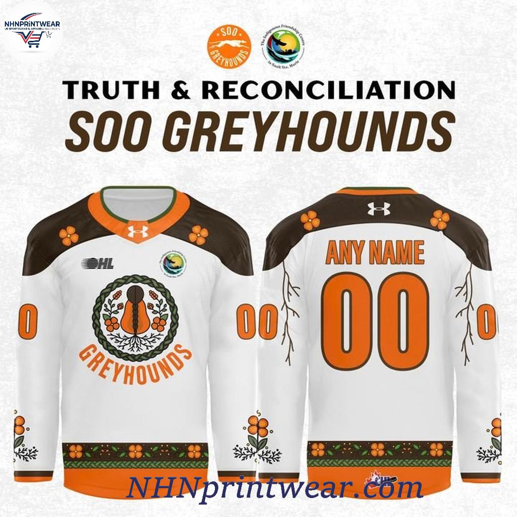 Soo Greyhounds 2026 Truth x Reconciliation Custom Hockey Jersey Soo Greyhounds 2026 Truth x Reconciliation Custom Hockey Jersey