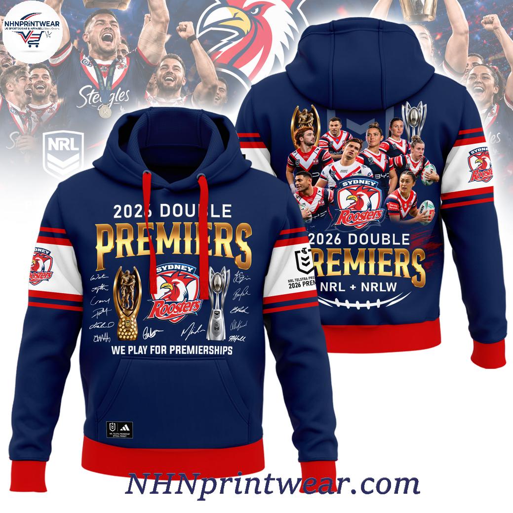 Sydney Roosters 2 Premiers Champions Hoodie Sydney Roosters 2 Premiers Champions Hoodie